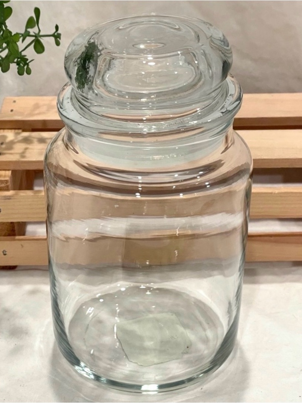 ☀️2/$20 Anchor Hocking Clear Glass Storage Jar with Lid.